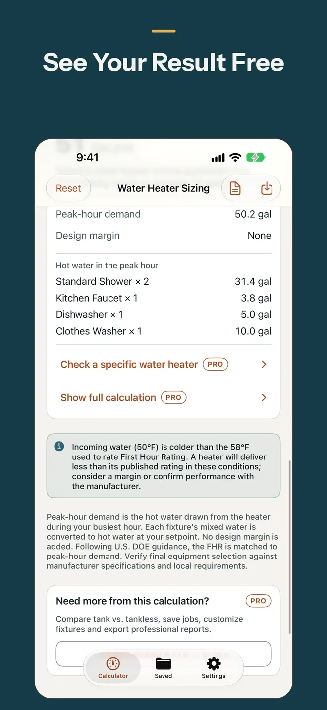 Free result detail with rating-condition note
